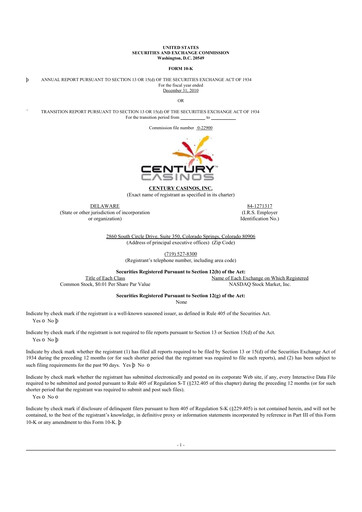 Thumbnail Century Casinos 10-K Annual Report 