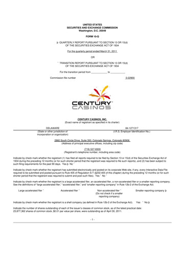 Thumbnail Century Casinos 10-Q Quarterly Report FY 