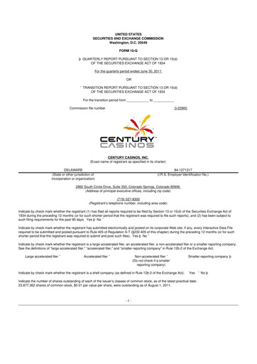 Thumbnail Century Casinos 10-Q Quarterly Report FY2011 