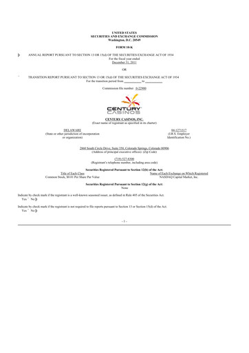 Thumbnail Century Casinos 10-K Annual Report 