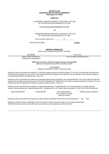 Thumbnail Century Casinos 10-Q Quarterly Report FY2012 