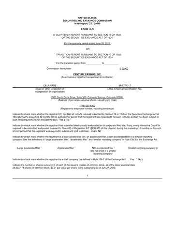 Thumbnail Century Casinos 10-Q Quarterly Report FY2012 