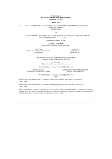 Thumbnail Century Casinos 10-K Annual Report 2012