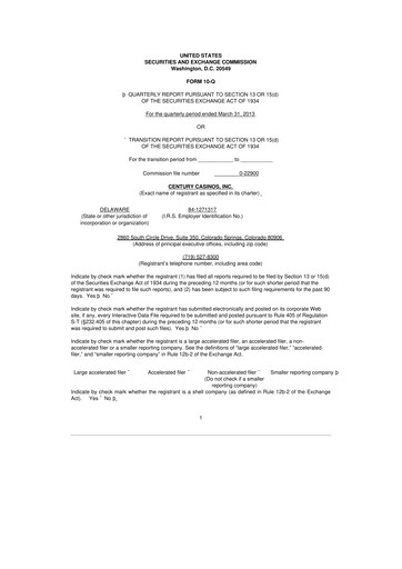 Thumbnail Century Casinos 10-Q Quarterly Report FY2013 