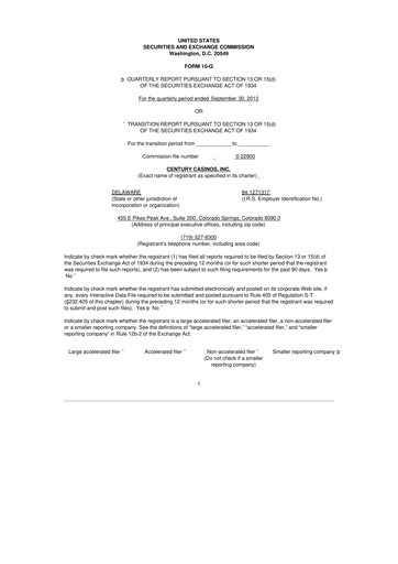 Thumbnail Century Casinos 10-Q Quarterly Report FY2013 