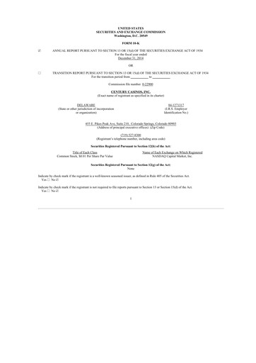 Thumbnail Century Casinos 10-K Annual Report 2014