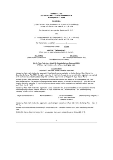 Thumbnail Century Casinos 10-Q Quarterly Report FY2015 