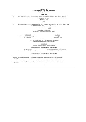 Thumbnail Century Casinos 10-K Annual Report 2015
