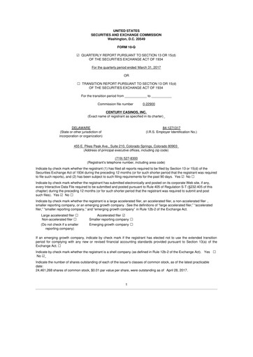 Thumbnail Century Casinos 10-Q Quarterly Report FY2017 