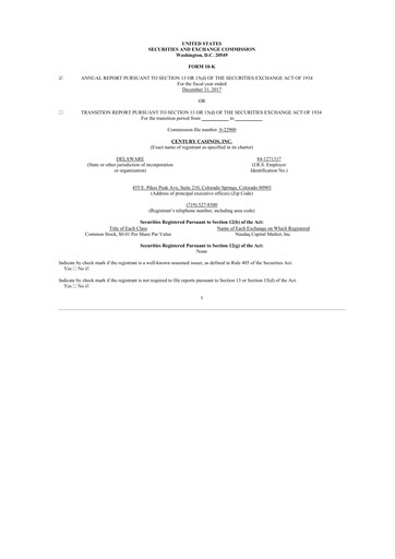 Thumbnail Century Casinos 10-K Annual Report 2017