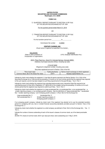 Thumbnail Century Casinos 10-Q Quarterly Report FY2019 