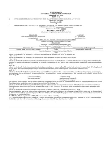 Thumbnail Century Casinos 10-K Annual Report 2020