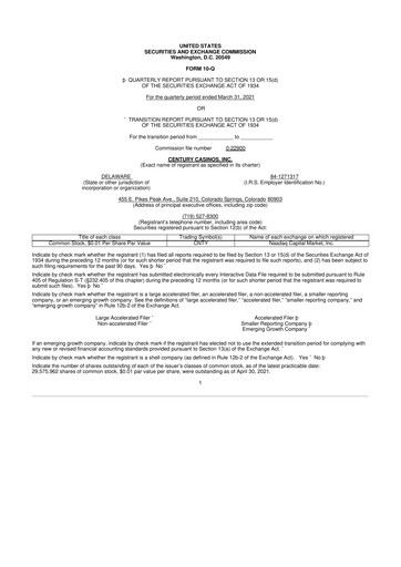 Thumbnail Century Casinos 10-Q Quarterly Report FY2021 