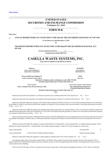 Thumbnail Casella Waste Systems
 10-K Annual Report 2016