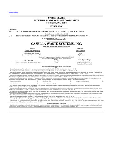 Thumbnail Casella Waste Systems
 10-K Annual Report 2022