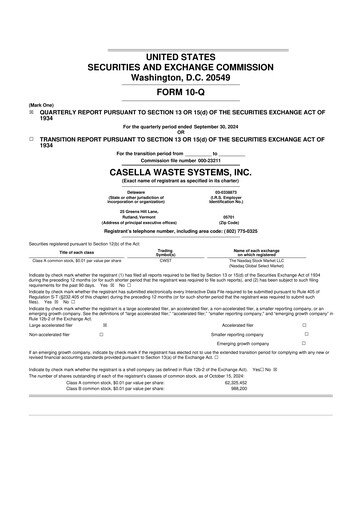 Thumbnail Casella Waste Systems
 10-Q Quarterly Report FY2024 
