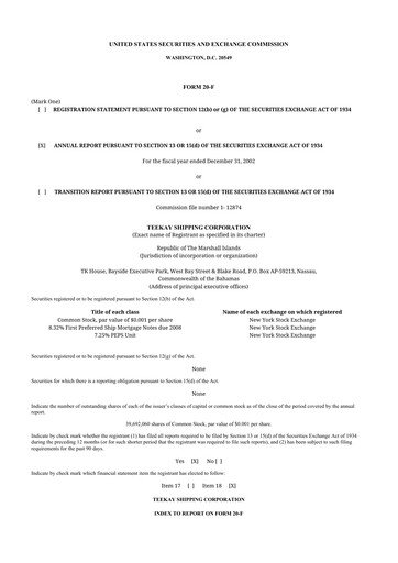 Vorschaubild Teekay 20-F Jahresbericht 