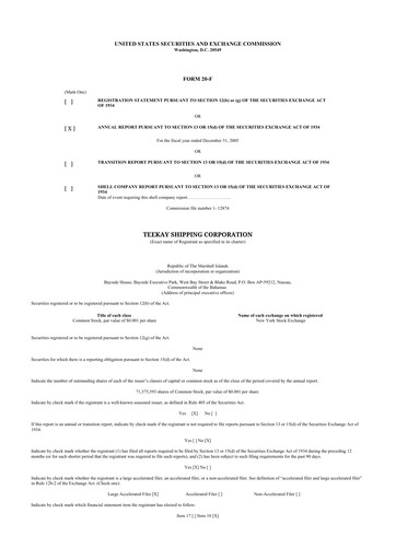 Vorschaubild Teekay 20-F Jahresbericht 