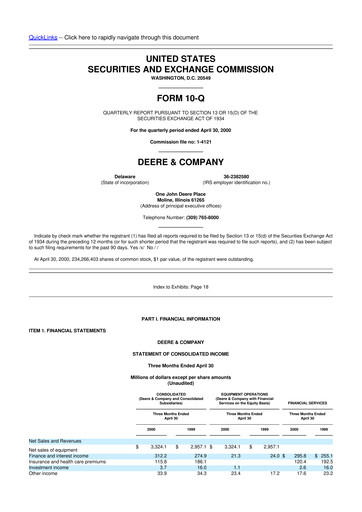 Thumbnail Deere & Company (John Deere) 10-Q Quarterly Report FY 