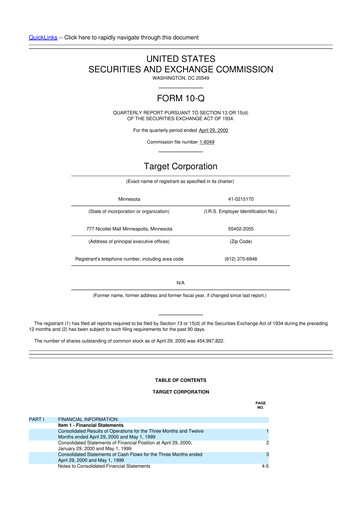 Miniature Target 10-Q Rapport trimestriel  