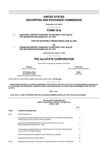 Vorschaubild Allstate 10-Q Quartalsbericht  