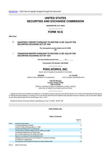 Miniature Pixelworks 10-Q Rapport trimestriel  