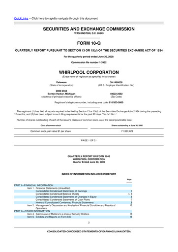 Thumbnail Whirlpool 10-Q Quarterly Report FY 