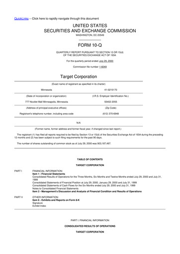 Miniature Target 10-Q Rapport trimestriel  