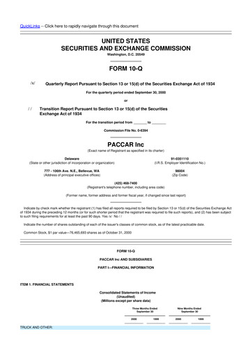 Vorschaubild Paccar 10-Q Quartalsbericht  