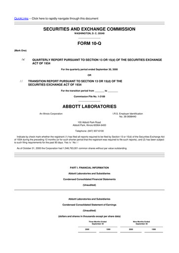 Thumbnail Abbott Laboratories 10-Q Quarterly Report FY 