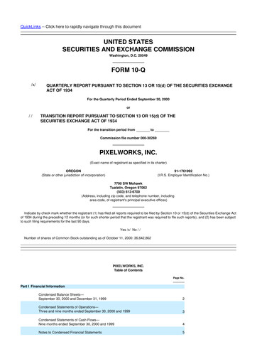Miniature Pixelworks 10-Q Rapport trimestriel  