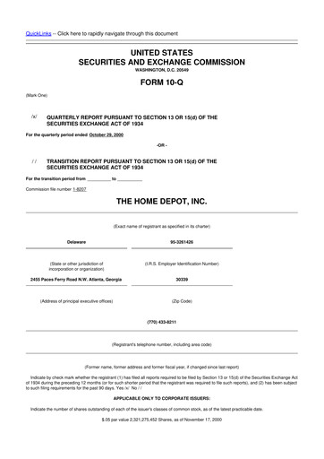 Vorschaubild Home Depot 10-Q Quartalsbericht  