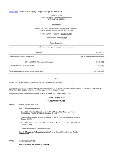 Miniature Target 10-Q Rapport trimestriel  