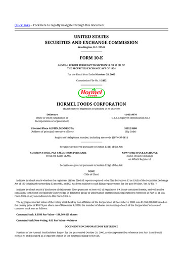 Thumbnail Hormel Foods 10-K Annual Report 