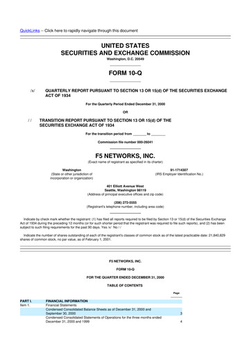 Vorschaubild F5 10-Q Quartalsbericht  