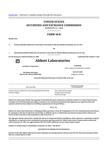 Thumbnail Abbott Laboratories 10-K Annual Report 