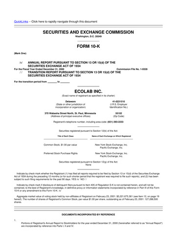 Thumbnail Ecolab 10-K Annual Report 2000