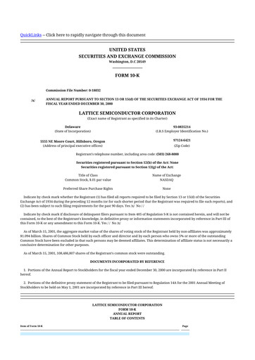 Thumbnail Lattice Semiconductor 10-K Annual Report 