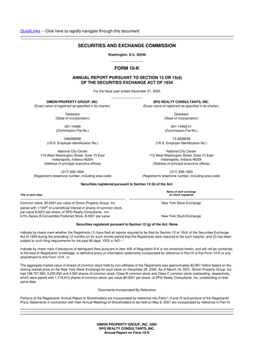 Thumbnail Simon Property Group 10-K Annual Report 2000