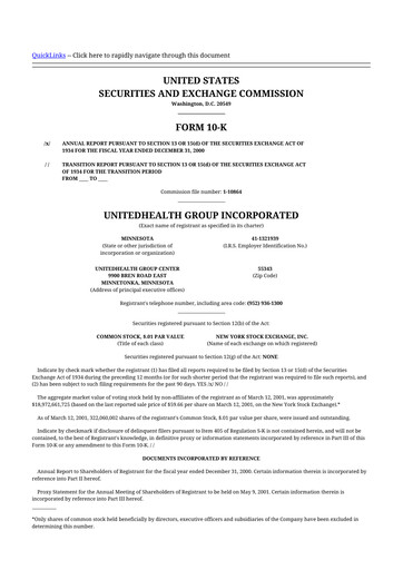 Thumbnail UnitedHealth 10-K Annual Report 