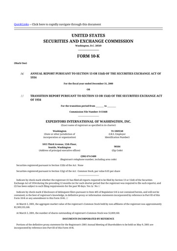 Miniature Expeditors International 10-K Rapport annuel 