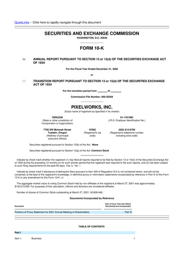 Thumbnail Pixelworks 10-K Annual Report 2000