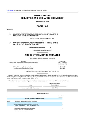 Miniature Adobe 10-Q Rapport trimestriel  