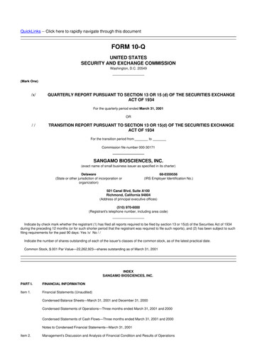 Thumbnail Sangamo Therapeutics
 10-Q Quarterly Report FY 