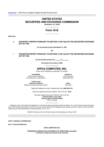 Miniature Apple 10-Q Rapport trimestriel  
