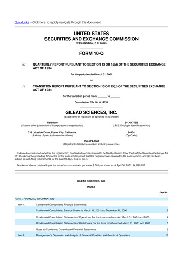 Thumbnail Gilead Sciences 10-Q Quarterly Report FY 
