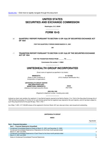 Thumbnail UnitedHealth 10-Q Quarterly Report FY 