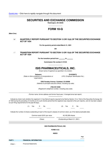 Vorschaubild Ionis Pharmaceuticals
 10-Q Quartalsbericht  