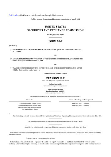 Miniature Pearson 20-F Rapport annuel 