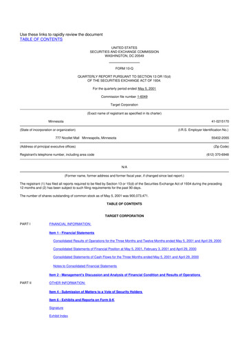 Miniature Target 10-Q Rapport trimestriel  